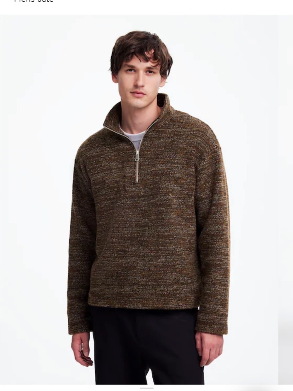 Madewell Bouclé Quarter-Zip Pullover Brown